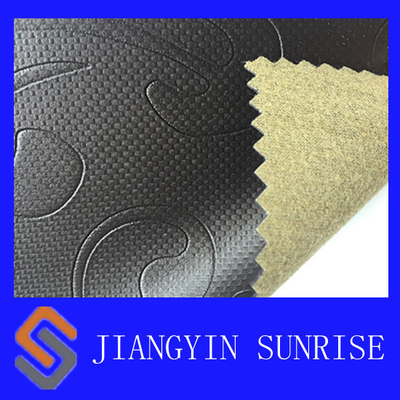 Tela interior impermeable de la imitación de cuero del PVC del negro para la tapicería del sofá