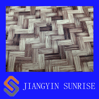 Bambú que teje la tela del cuero del PVC/el cuero impresos del sofá de los muebles