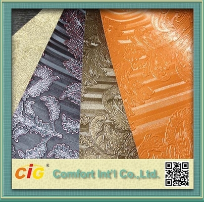 Material metálico de la tela del cuero artificial del PVC de Waterproolf para la tapicería/el asiento de carro de los bolsos