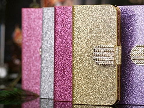 cartera hermosa de la cubierta del iphone 6 del cuero artificial del tirón del diamante de la muchacha con la caja del tenedor