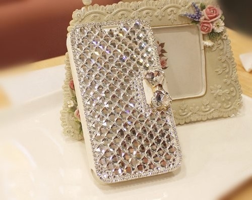 Cajas de lujo del teléfono móvil del cuero del Bowknot del diamante de Bling para la galaxia S2 de Samsung
