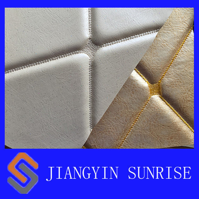 Tela de tapicería de cuero falsa blanca, cuero cepillado tela cruzada tejido del sintético de la PU del paño