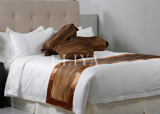 Ropa de cama brillante del hotel del bordado del tamaño moderno del doble con el hilo 100% de algodón