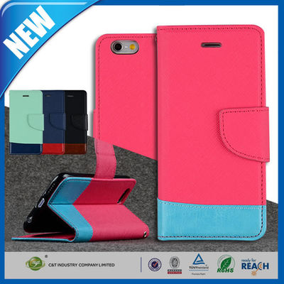 Funda protectora más de Iphone 6 de cuero delgados, titular de la tarjeta de crédito del libro del soporte de la cartera