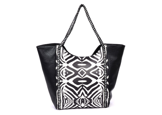 Bolsos de cuero grandes negros con final brillante, bolso de la imitación de cuero