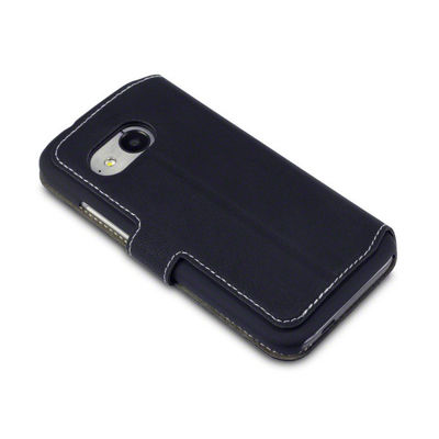 Caja delgada negra del teléfono celular de HTC de la cartera del cuero de la PU con el portatarjetas para HTC uno mini 2
