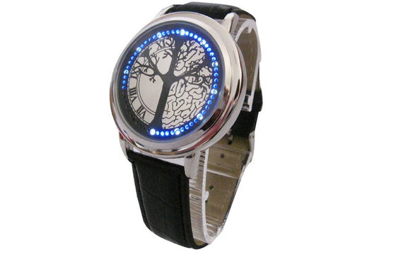 Reloj de cuero de la pulsera LED Digital unisex para nadar, resistente de agua