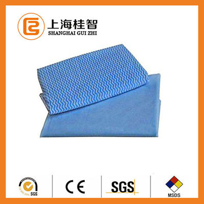 Línea azul no tejida química absorbente modelo de la onda del trapo de limpieza del vínculo del cuadrado